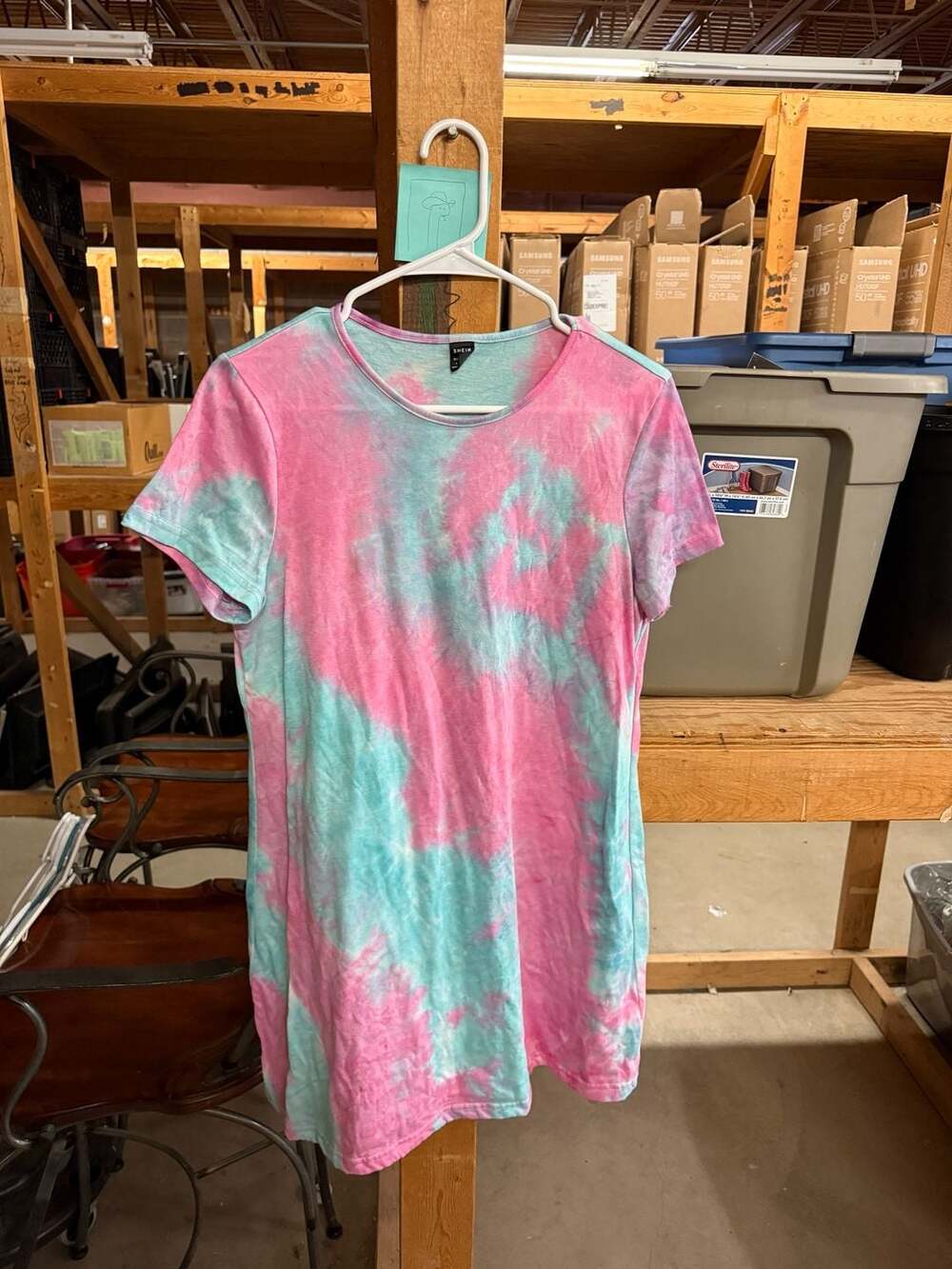 Shein Tie Dye T-Shirt Dress Size L Pink Blue